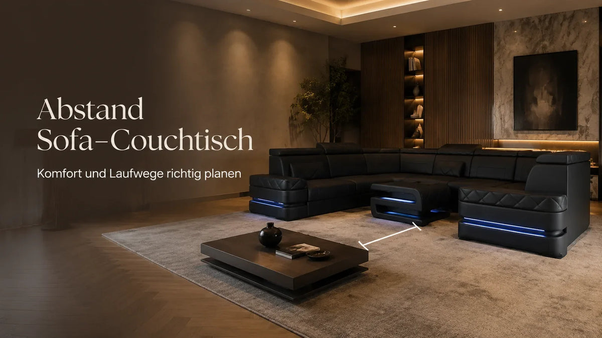 Abstand zwischen Sofa und Couchtisch richtig bestimmen und Laufwege planen