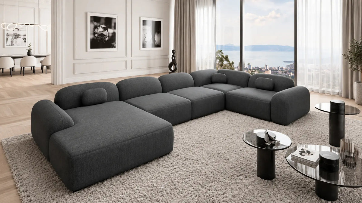 Barcelona Sofas – anthrazitfarbene Sofa Dreams Wohnlandschaft in U-Form