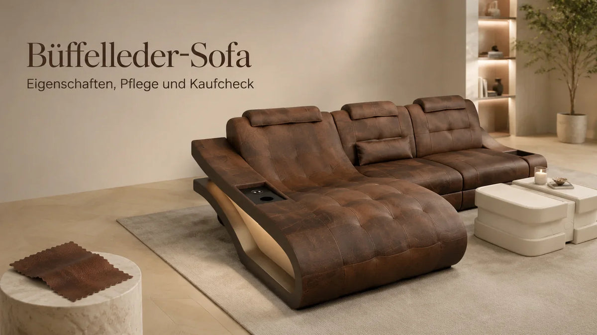 Büffelleder-Sofa: natürliche Narbung, Patina, Pflege und Kaufcheck