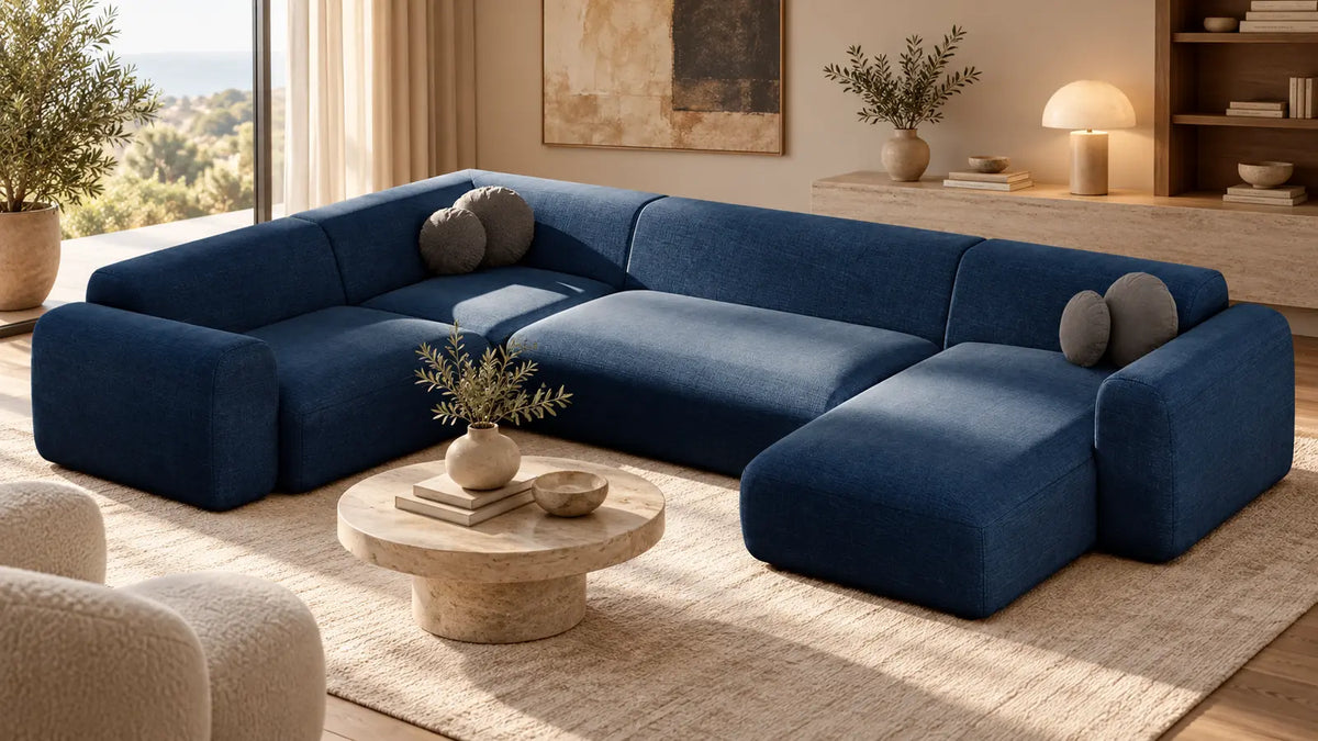 Cortegada Sofas – tiefblaue Sofa Dreams Wohnlandschaft mit samtiger Oberfläche