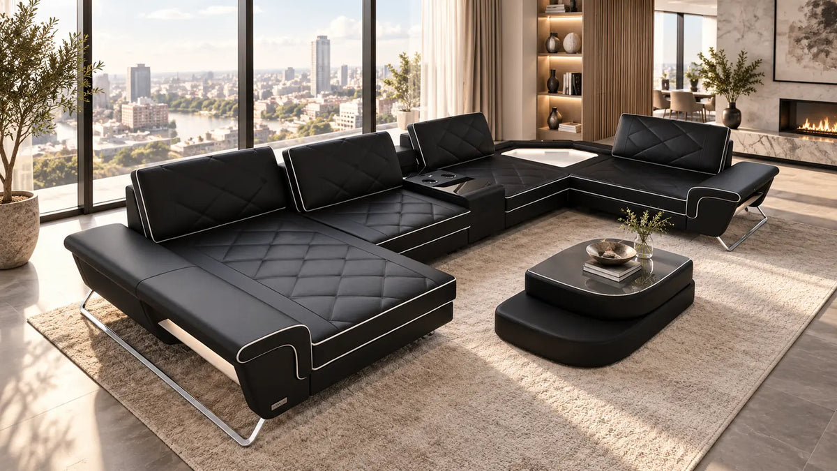 Ferrara Wohnlandschaft in U-Form – XXL-Sofa für großzügige Wohnräume