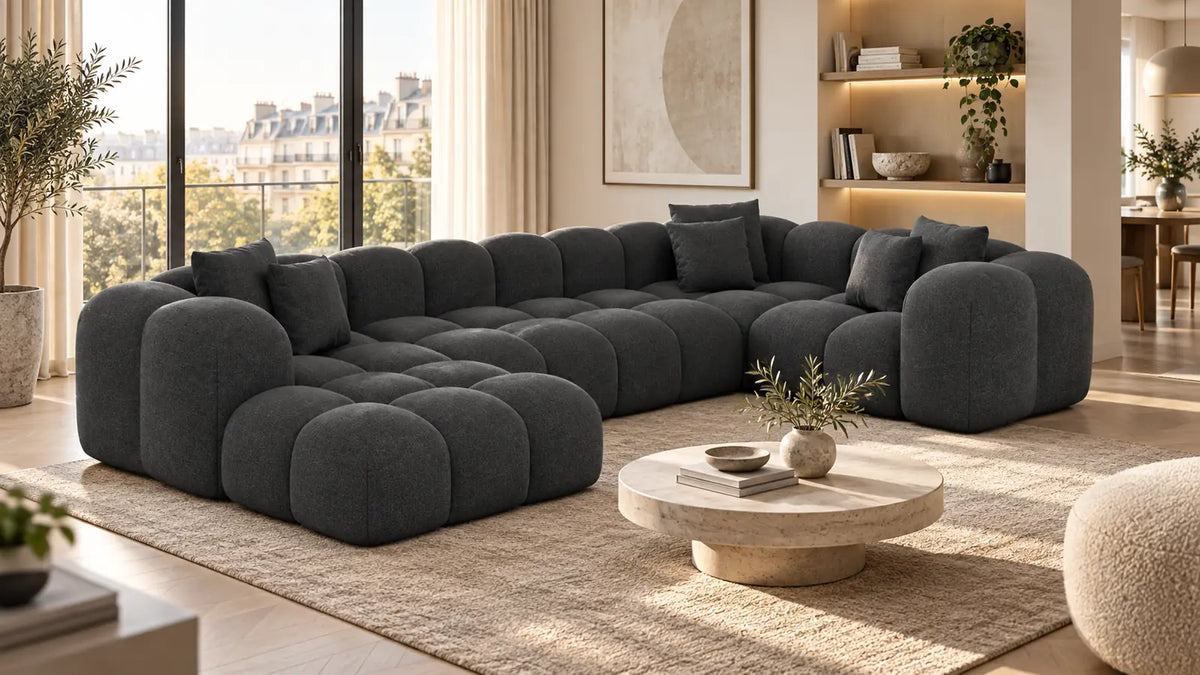 Formentera Ecksofa im modernen Wohnzimmer – Sofaformen sinnvoll vergleichen