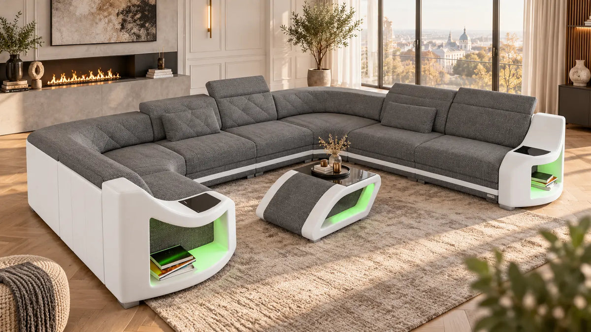 Genua Wohnlandschaft mit LED – U-Form und L-Form modern planen