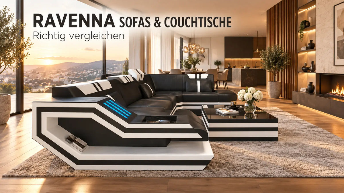 Ravenna Sofas und Couchtische – moderne Sofa Dreams Wohnlandschaft mit Beleuchtung