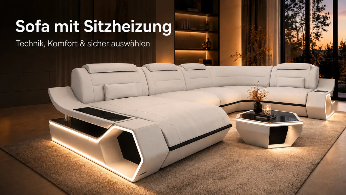 Sofa mit Sitzheizung: Technik, Komfort und sichere Auswahl mit weißer Wohnlandschaft