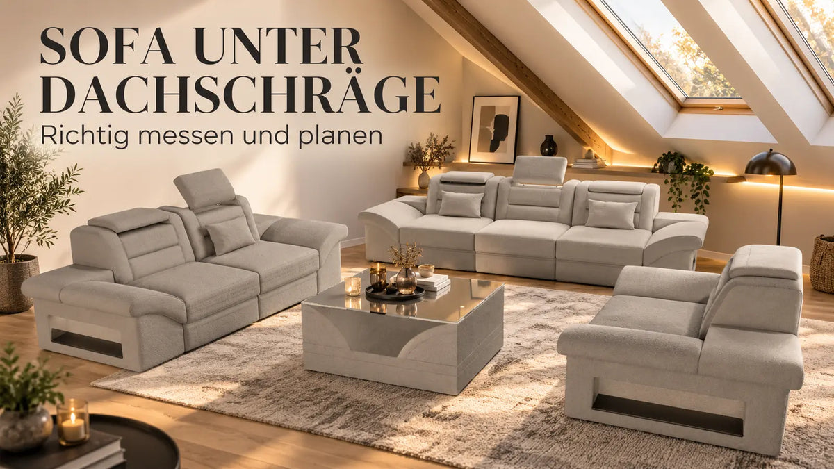 Sofa unter einer Dachschräge – Sofa Dreams Monza Sofas im geplanten Wohnraum