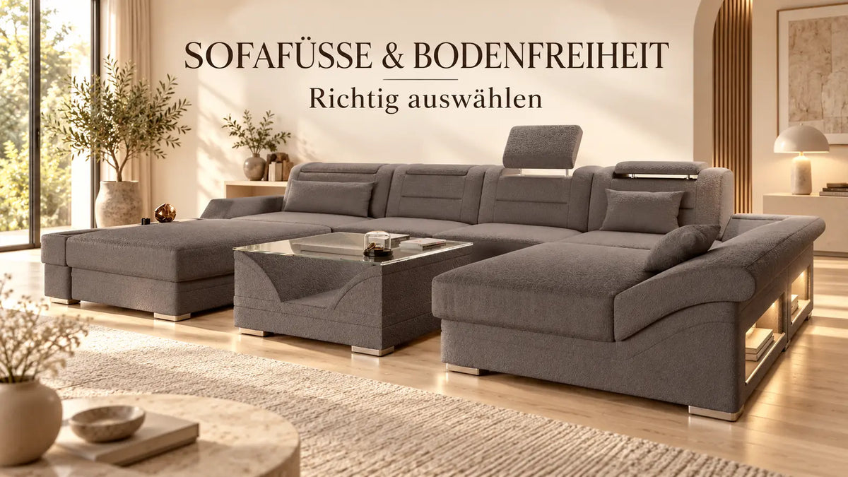 Sofafüße und Bodenfreiheit – Sofa Dreams Sofagarnitur auf hellem Boden