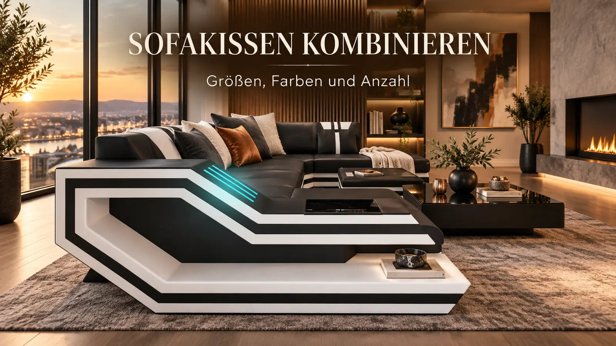 Sofakissen kombinieren – Sofa Dreams Ravenna Sofa mit abgestimmten Größen, Farben und Texturen