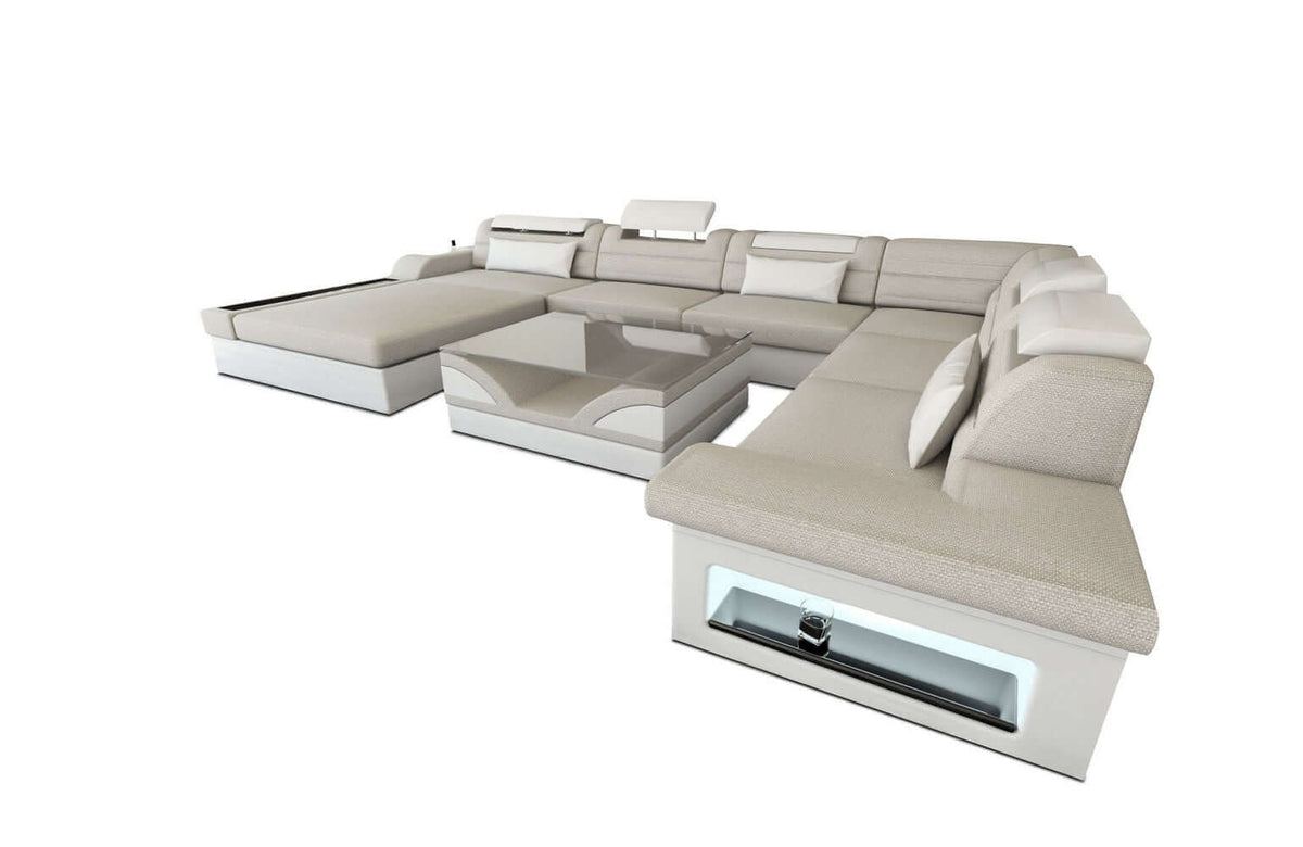 Wohnlandschaft Mezzo XXL U-Form in Stoff Macchiato-Weiß
