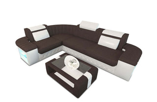 Sofa Bergamo mit Stoffbezug – Modern & Komfortabel in Strukturstoff und der Farbe Braun und Weiß - Ausrichtung links