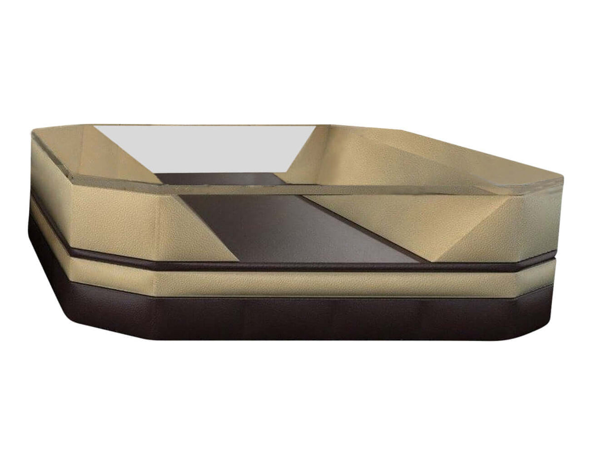 Couchtisch Turino in Leder Sandbeige-Dunkelbraun