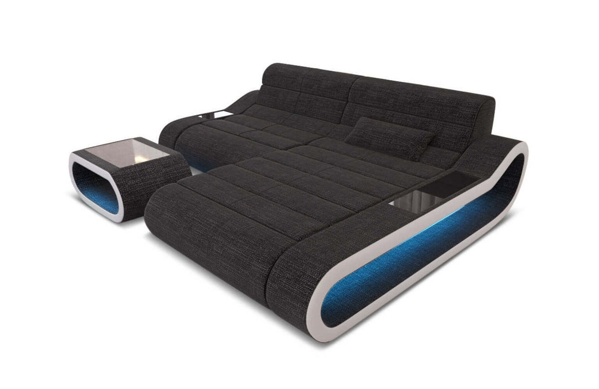 Stoff Ecksofa Concept L-Form Schwarzgrau-Weiß