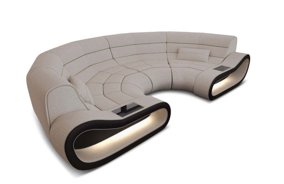 Stoff Bigsofa Concept U-Form Elfenbein-Schwarz