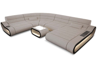 Big Couch Concept Stoff-Mix XXL in Strukturstoff und der Farbe Elfenbein und Schwarz - Ausrichtung rechts