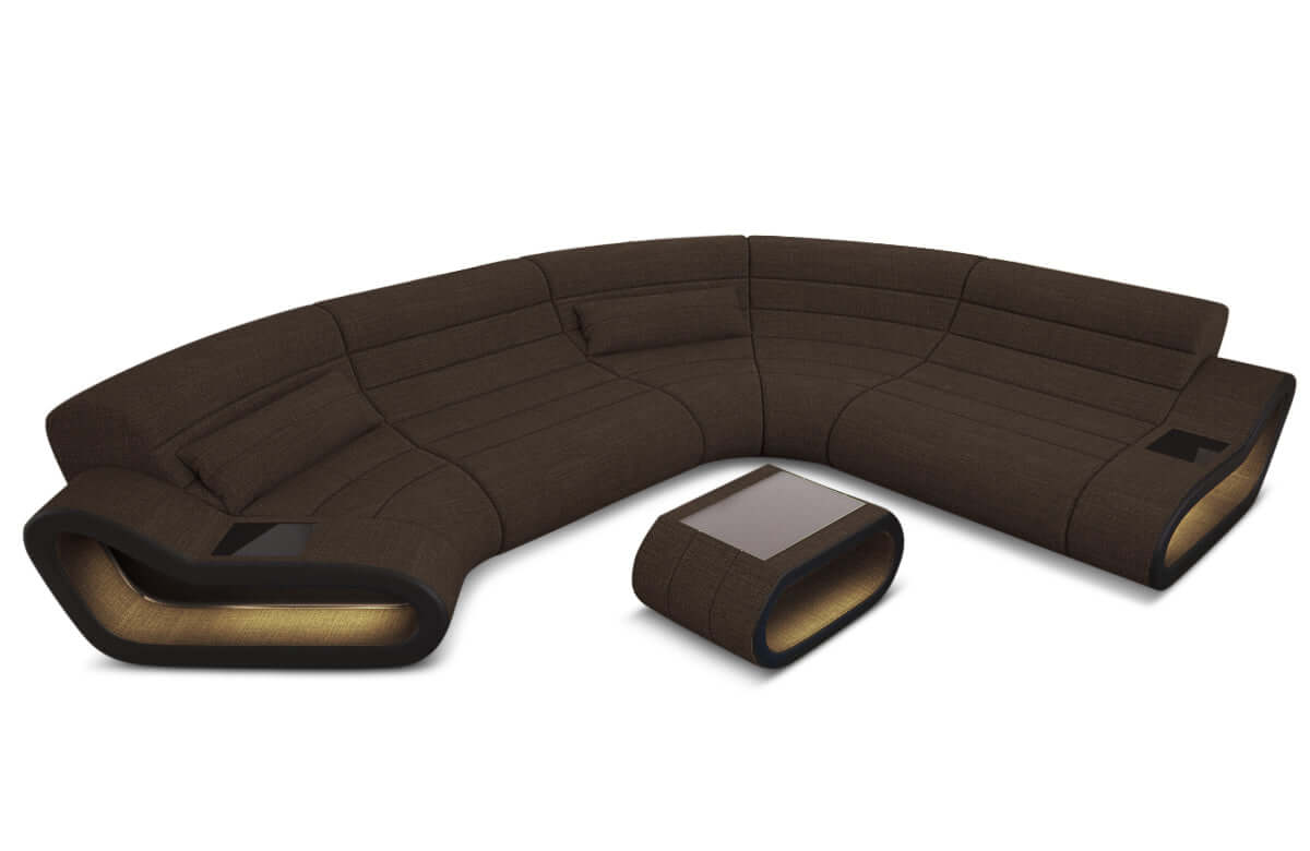 Stoff Couch Concept C-Form Braun-Schwarz