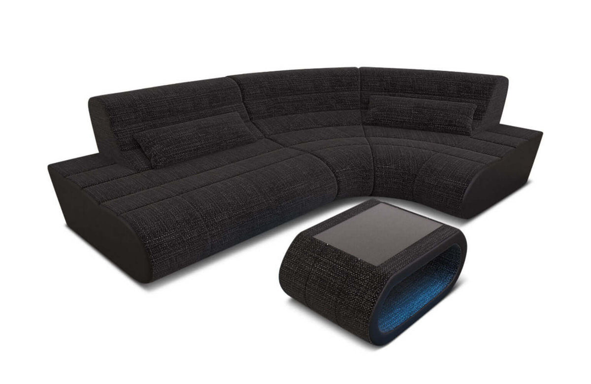 Mini Stoff Ecksofa Concept L-Form Schwarzgrau-Schwarz
