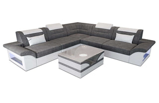 Stoffsofa Brianza L-Form – Komfort & Design in Strukturstoff und der Farbe Grau und Weiß - Bild 2
