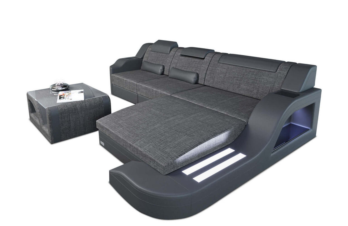 Stoff Ecksofa Palermo L-Form Grau-Schwarz