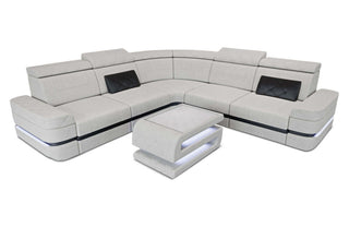 Stoffsofa Positano L-Form – Modern & Komfortabel in Strukturstoff und der Farbe Elfenbein und Schwarz - Bild 2