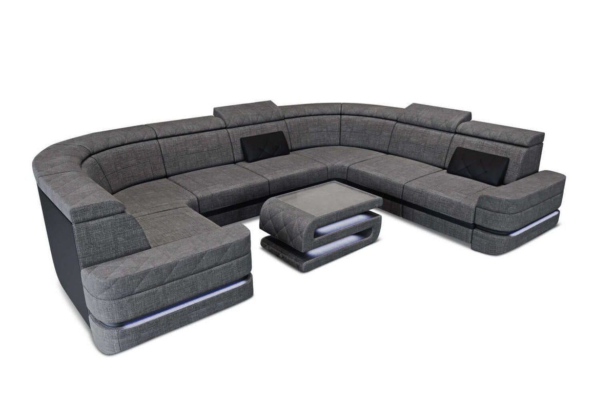 Couchlandschaft Positano U-Form in Stoff Grau-Schwarz