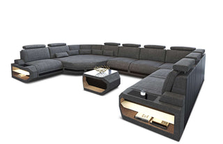 Polster Wohnlandschaft Asti U Form – Komfort und Stil in Strukturstoff und der Farbe Grau und Schwarz - Ausrichtung links