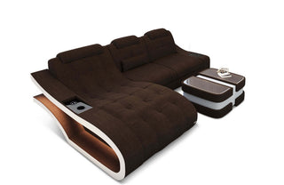 Ecksofa Elegante – Stoff & Komfort in Strukturstoff und der Farbe Braun und Weiß - Ausrichtung links