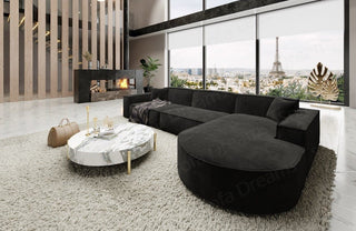 Couch Alegranza L-Form in Stoff Schwarz