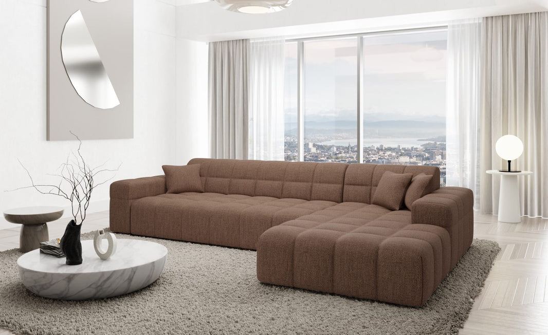 Couch Ibiza L-Form in Stoff Kurz