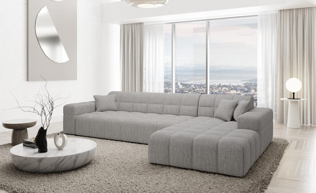 Couch Ibiza L-Form in Stoff Kurz