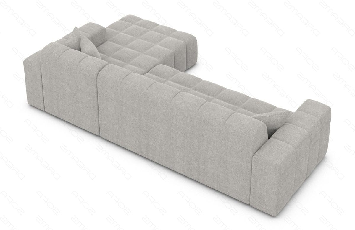 Couch Ibiza L-Form in Stoff Kurz Hellgrau