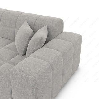 Couch Ibiza L-Form in Stoff Kurz Hellgrau