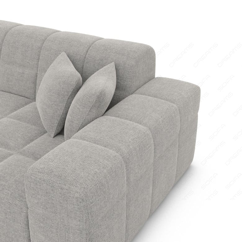 Couch Ibiza L-Form in Stoff Kurz Hellgrau