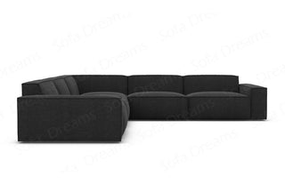 Ecksofa Formenta L-Form aus Stoff Schwarz