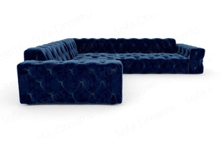 Couch Menorca L-Form in Stoff Dunkelblau
