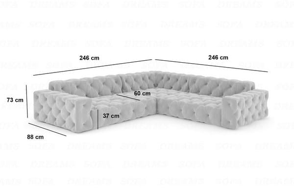 Couch Menorca L-Form in Stoff Dunkelblau