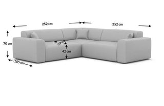 Ecksofa Mallorca L-Form aus Stoff Braun