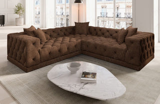 Ecksofa Palma L-Form aus Stoff Braun