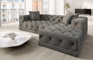 Stoff Ecksofa Palma L-Form Dunkelgrau