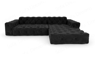 Ecksofa Menorca L-Form aus Stoff Schwarz