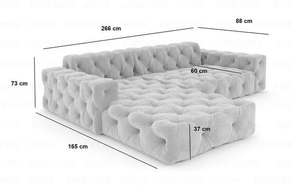 Ecksofa Menorca L-Form aus Stoff Schwarz