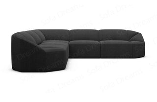 Stoff Ecksofa Cabrera L-Form Schwarz