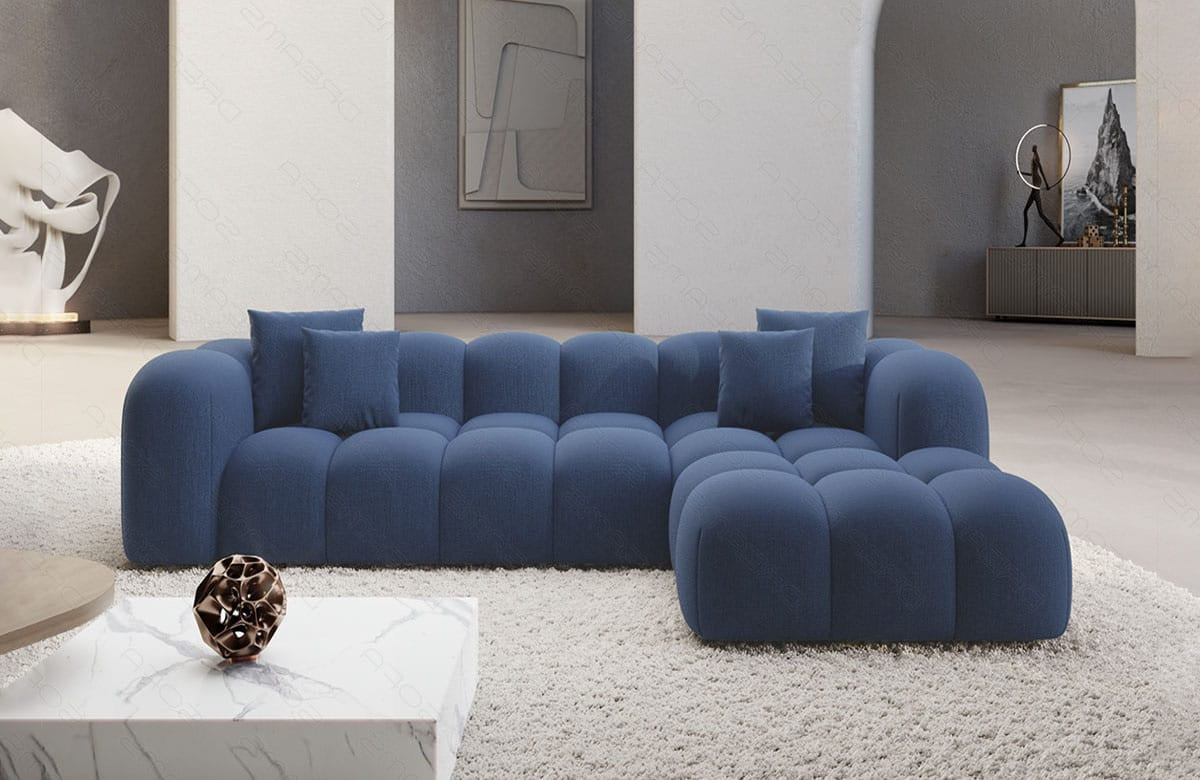 Stoff Ecksofa Formentera L-Form Blau