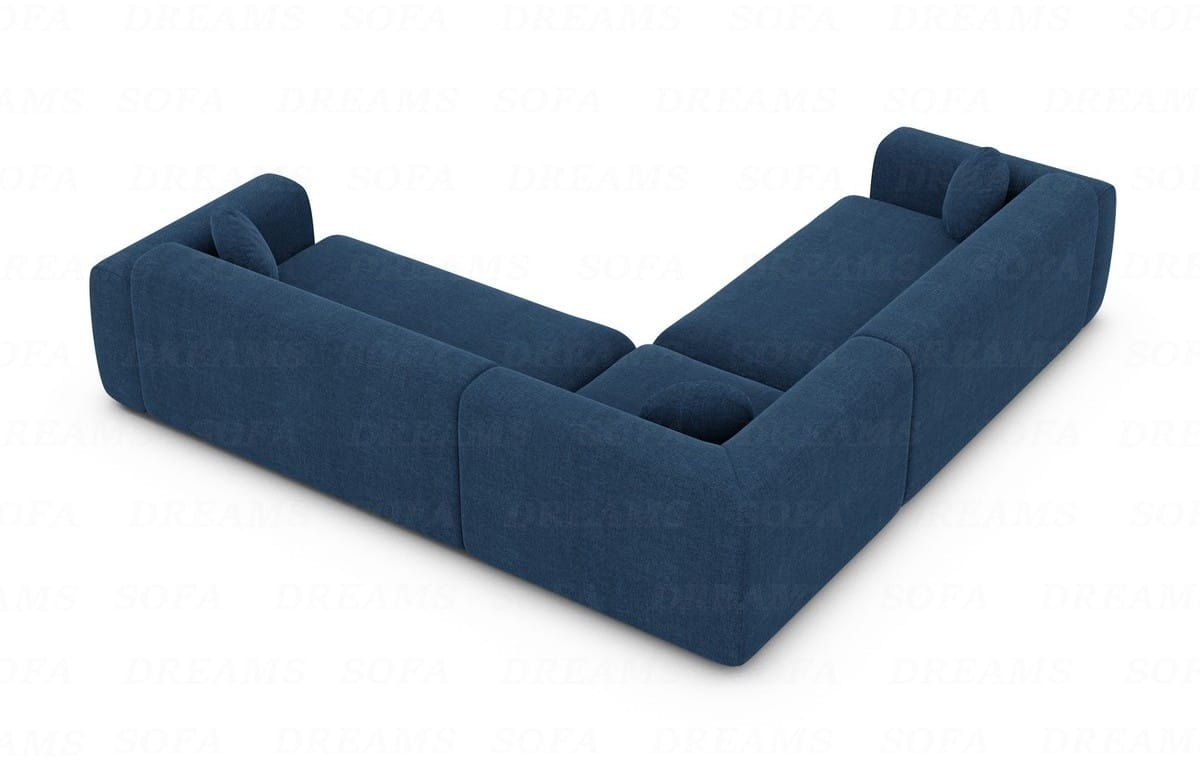 Ecksofa Cortegada L-Form aus Stoff Blau