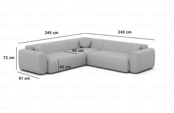 Ecksofa Cortegada L-Form aus Stoff Blau