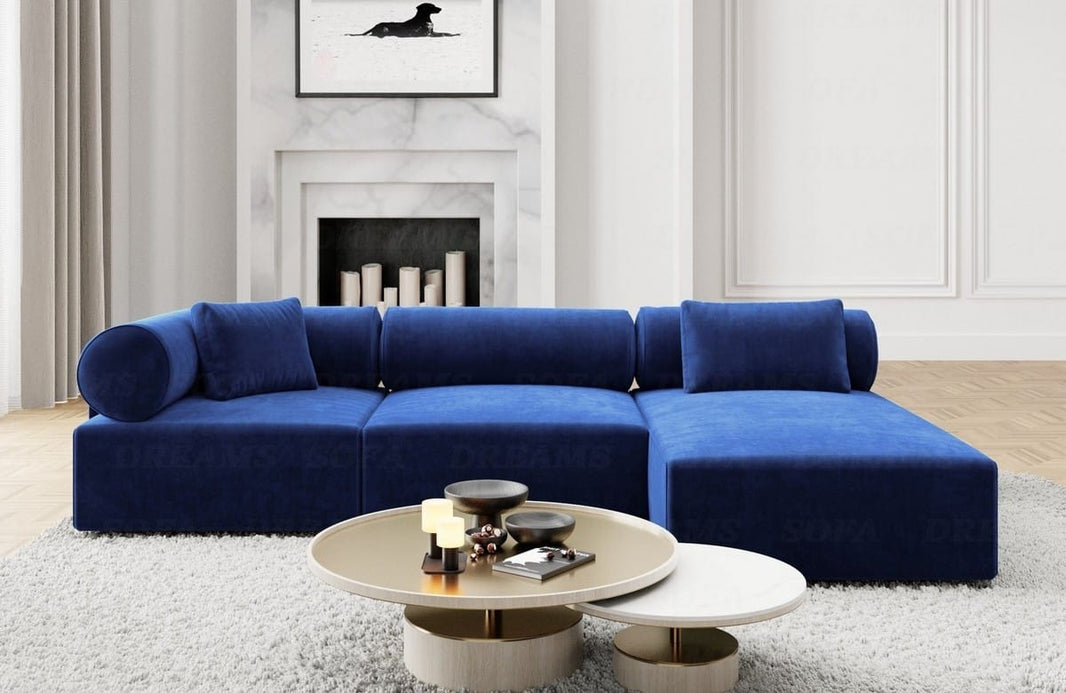 Couch Laguardia L-Form in Stoff