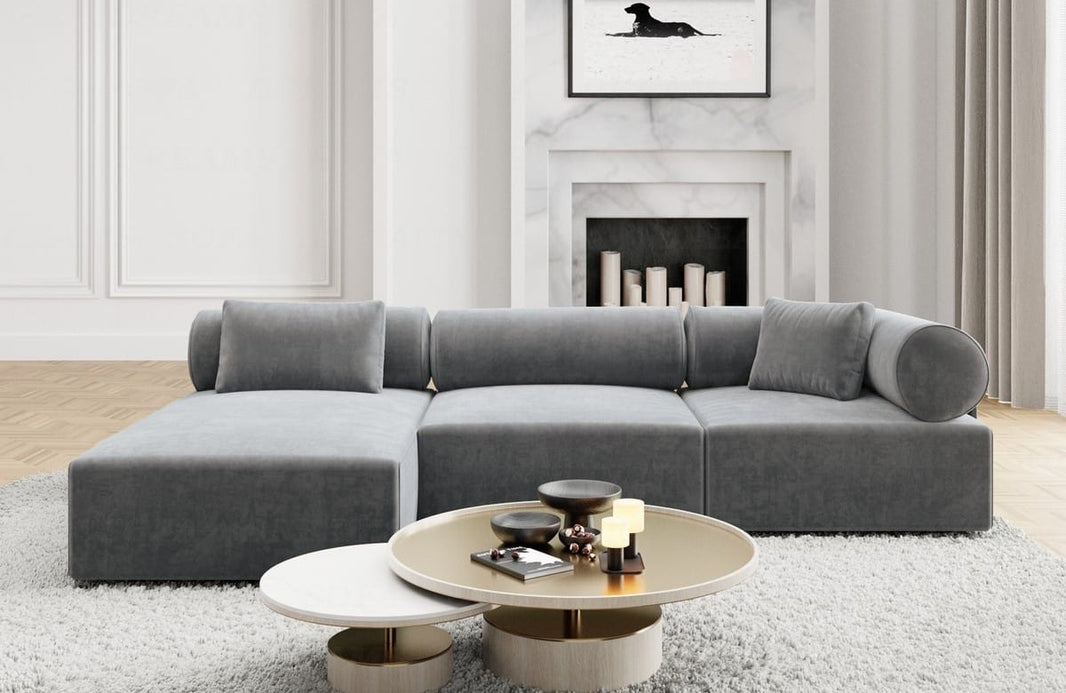 Couch Laguardia L-Form in Stoff