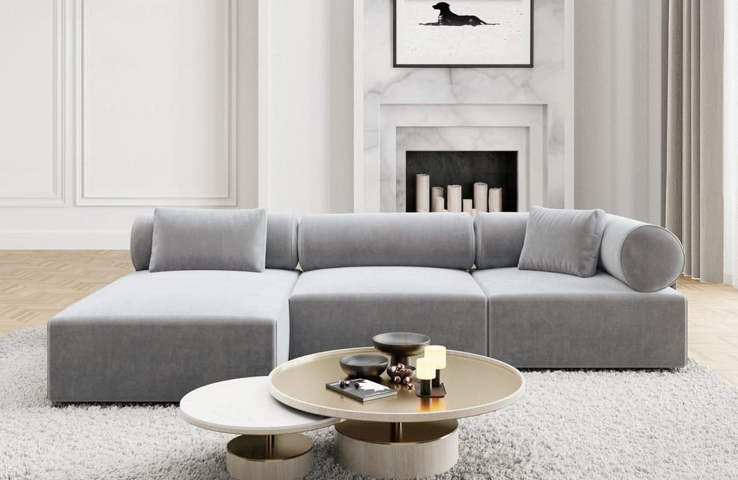 Couch Laguardia L-Form in Stoff