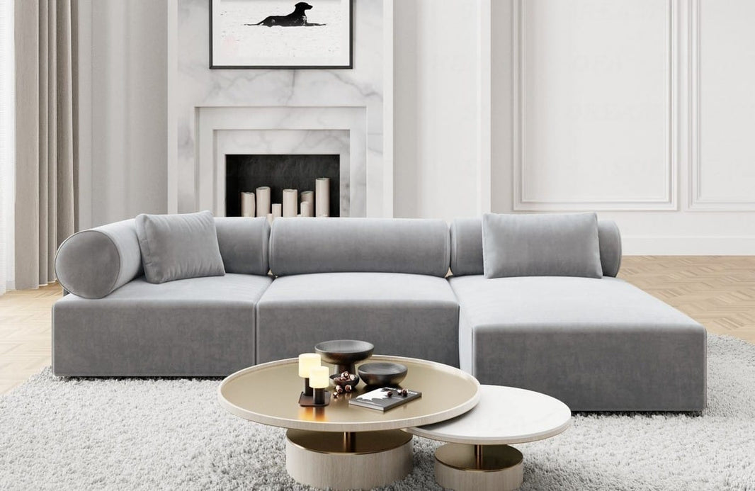 Couch Laguardia L-Form in Stoff