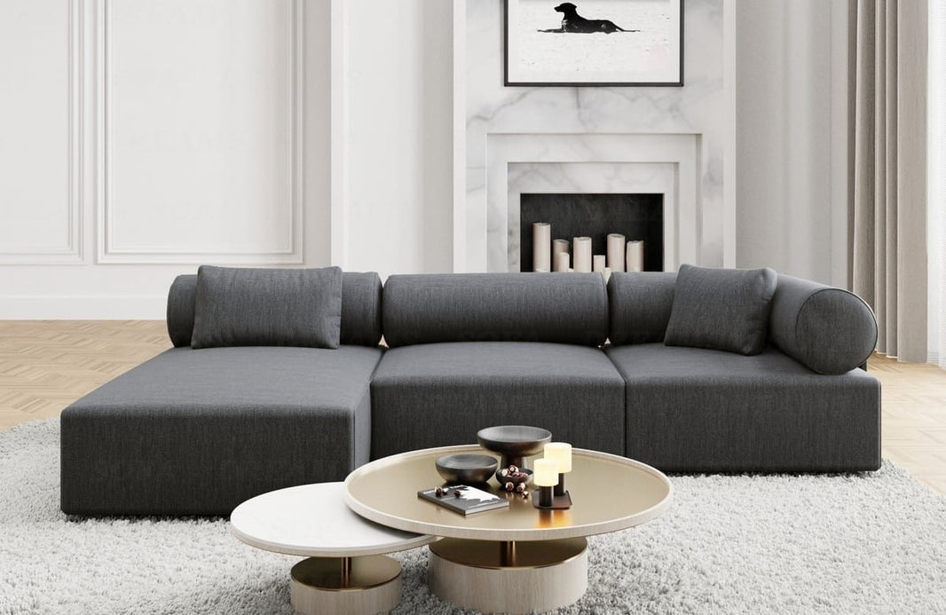 Couch Laguardia L-Form in Stoff