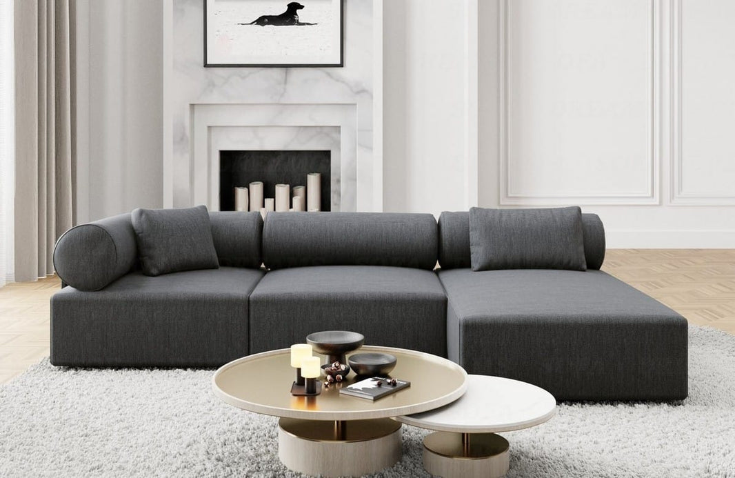 Couch Laguardia L-Form in Stoff